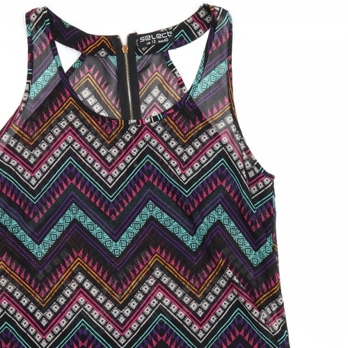 Select Womens Multicoloured Geometric  Basic Tank Size 12