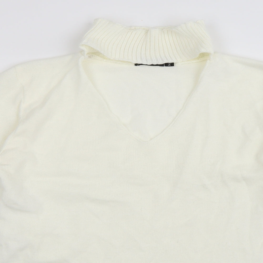 Boohoo Womens White   Pullover Jumper Size M