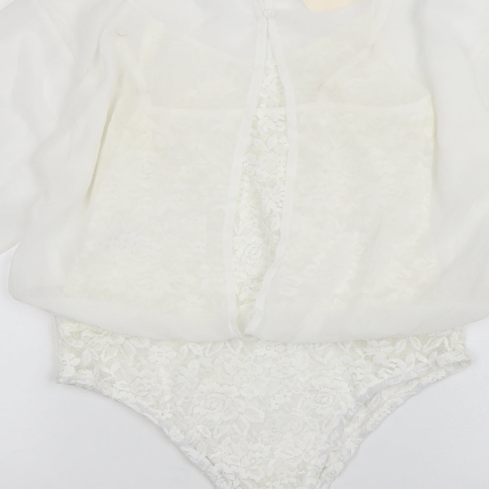 Vera & Lucy Womens White   Basic Blouse Size M  - Bodysuit