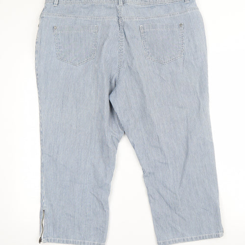 BHS Womens Blue Striped  Cropped Jeans Size 20 L22 in