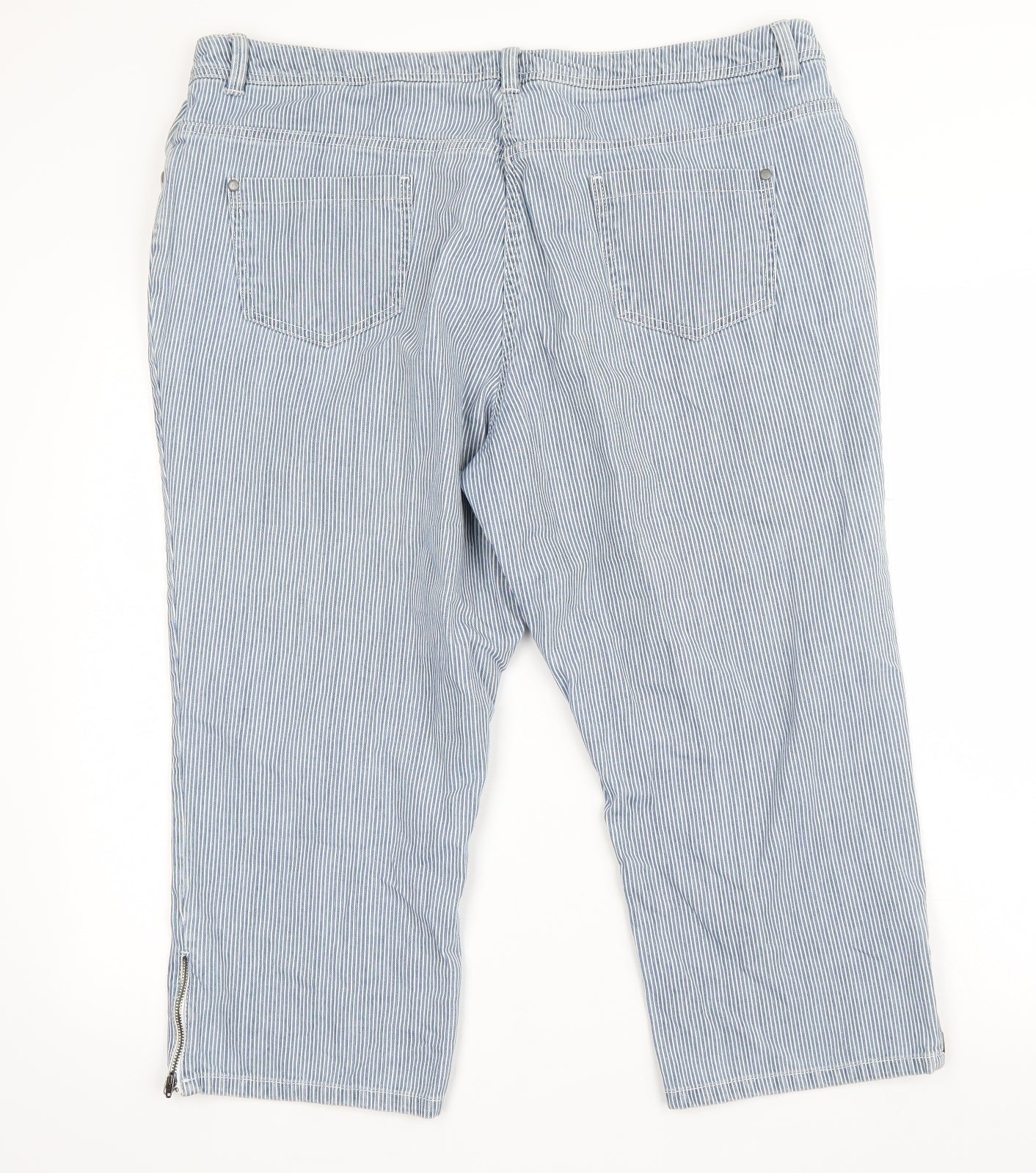 BHS Womens Blue Striped  Cropped Jeans Size 20 L22 in