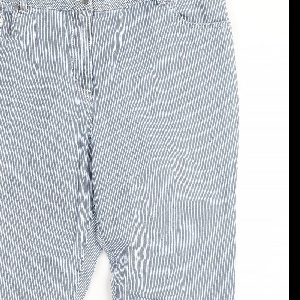 BHS Womens Blue Striped  Cropped Jeans Size 20 L22 in