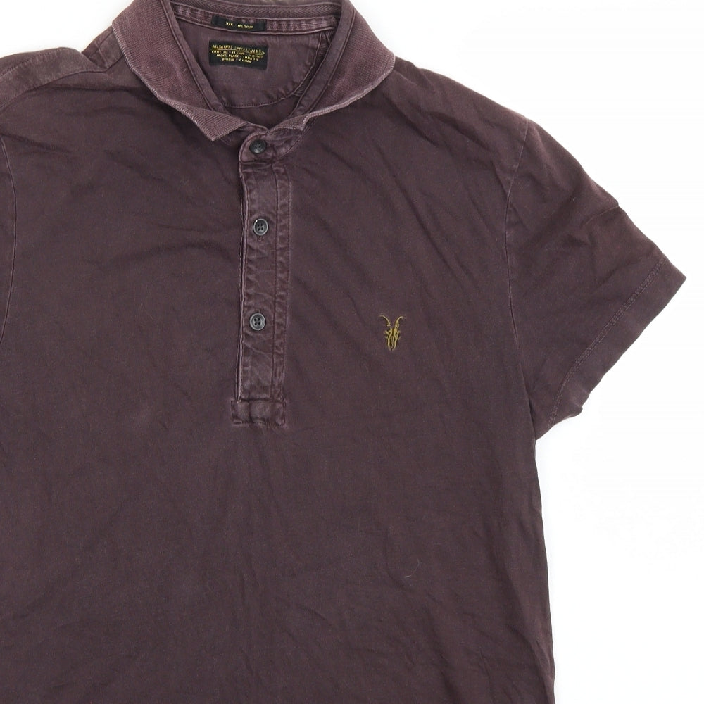 All Saints Mens Purple    Polo Size M