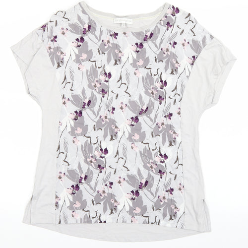 RJR.John Rocha Womens Grey Floral  Basic T-Shirt Size 10
