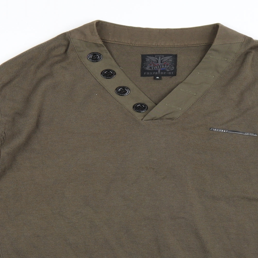 Fire Trap Mens Green   Pullover Jumper Size XL