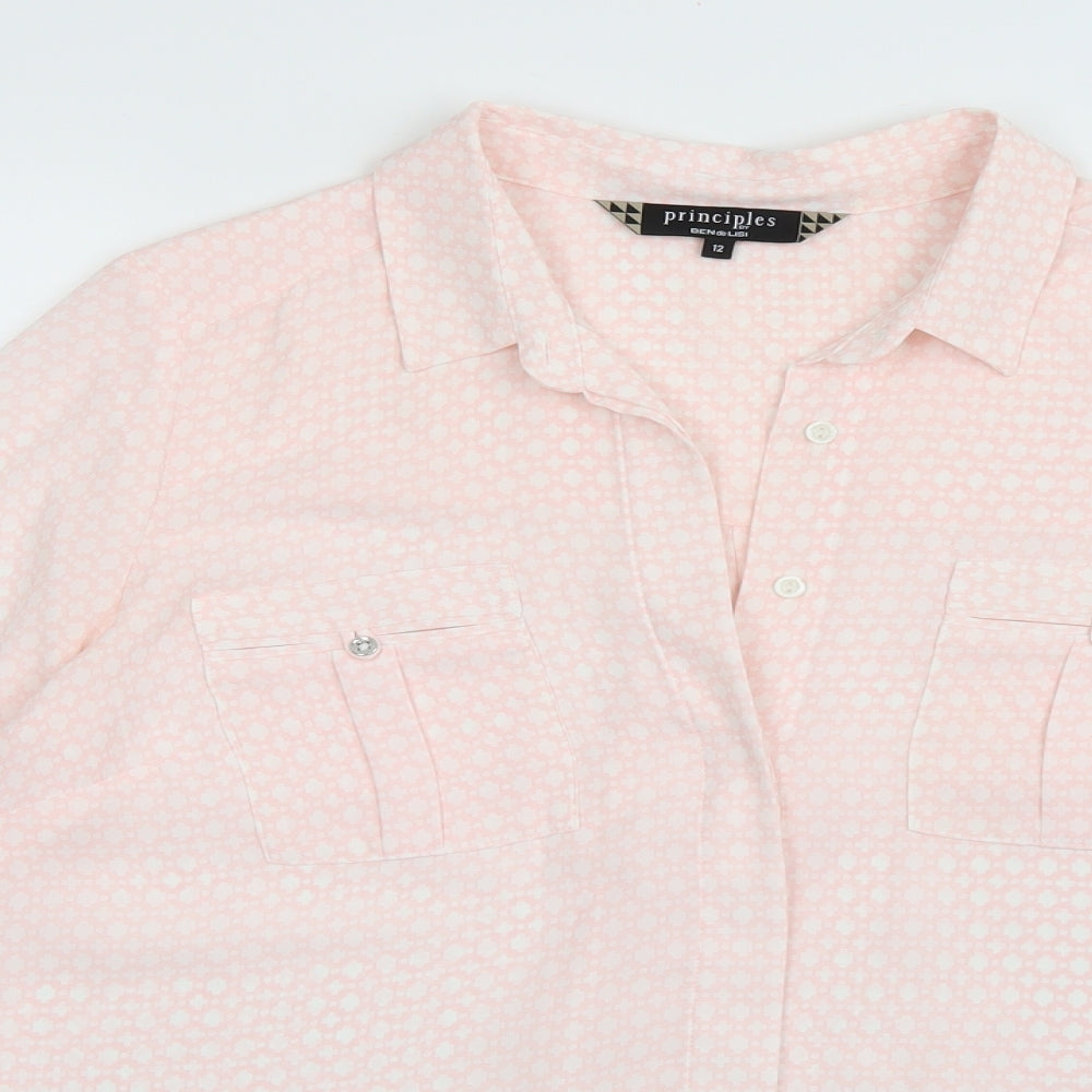 Principles Womens Pink Geometric  Basic Button-Up Size 12