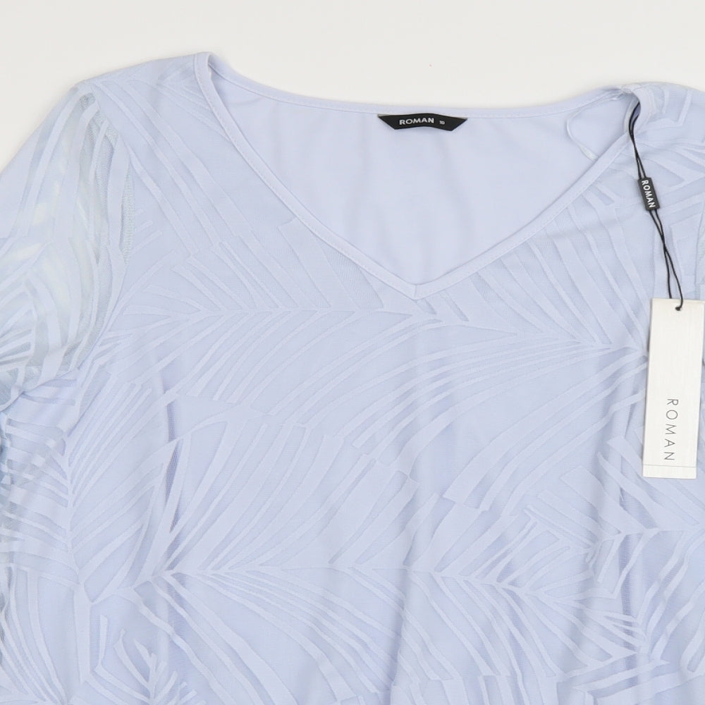 Roman Womens Blue   Basic Blouse Size 10