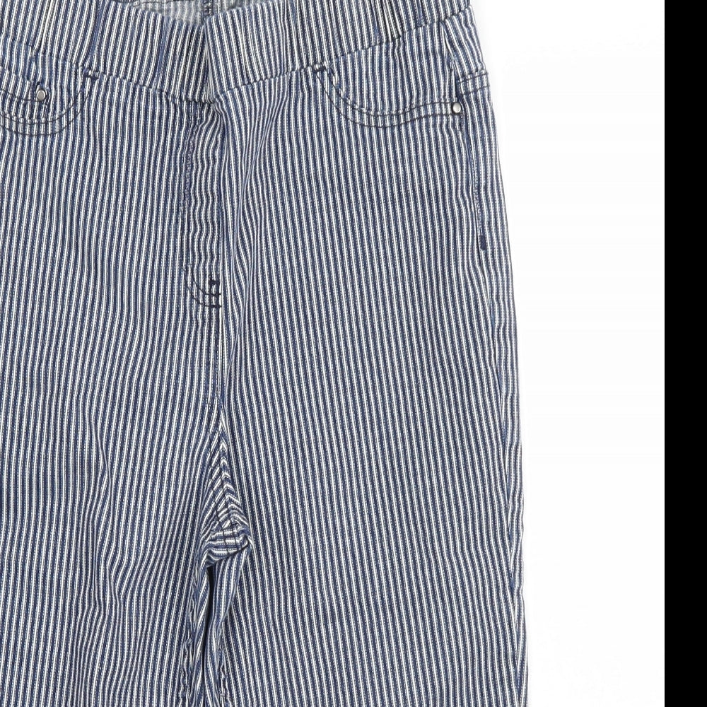 George Womens Blue Striped  Cropped Jeans Size 10