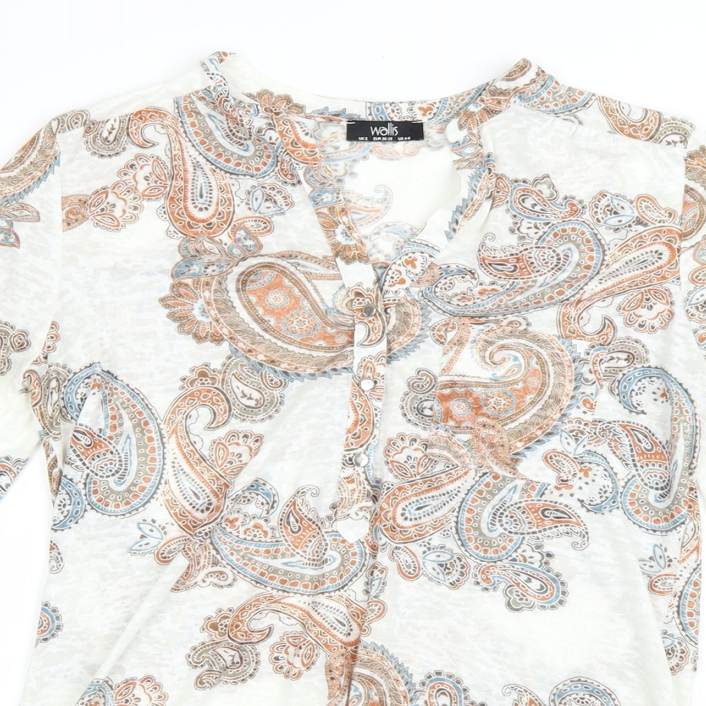 Wallis Womens Multicoloured Paisley  Basic Button-Up Size S