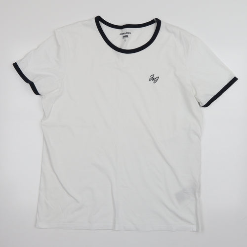 JACK & JONES Mens White    T-Shirt Size XL