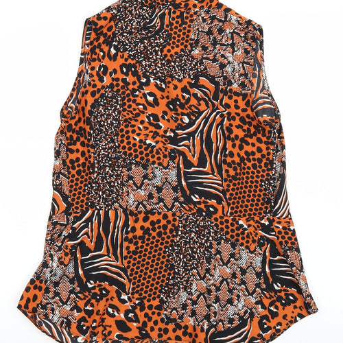 Paraphrase Womens Orange Animal Print  Basic Blouse Size 10