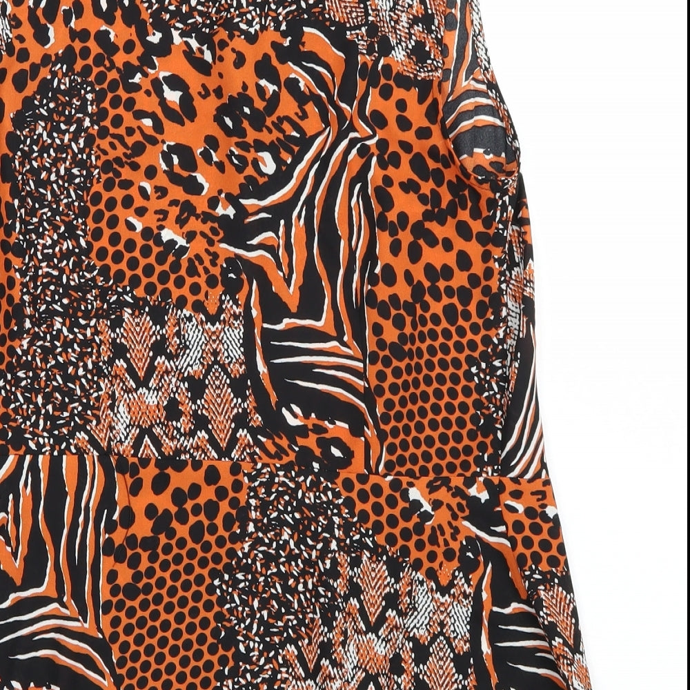 Paraphrase Womens Orange Animal Print  Basic Blouse Size 10