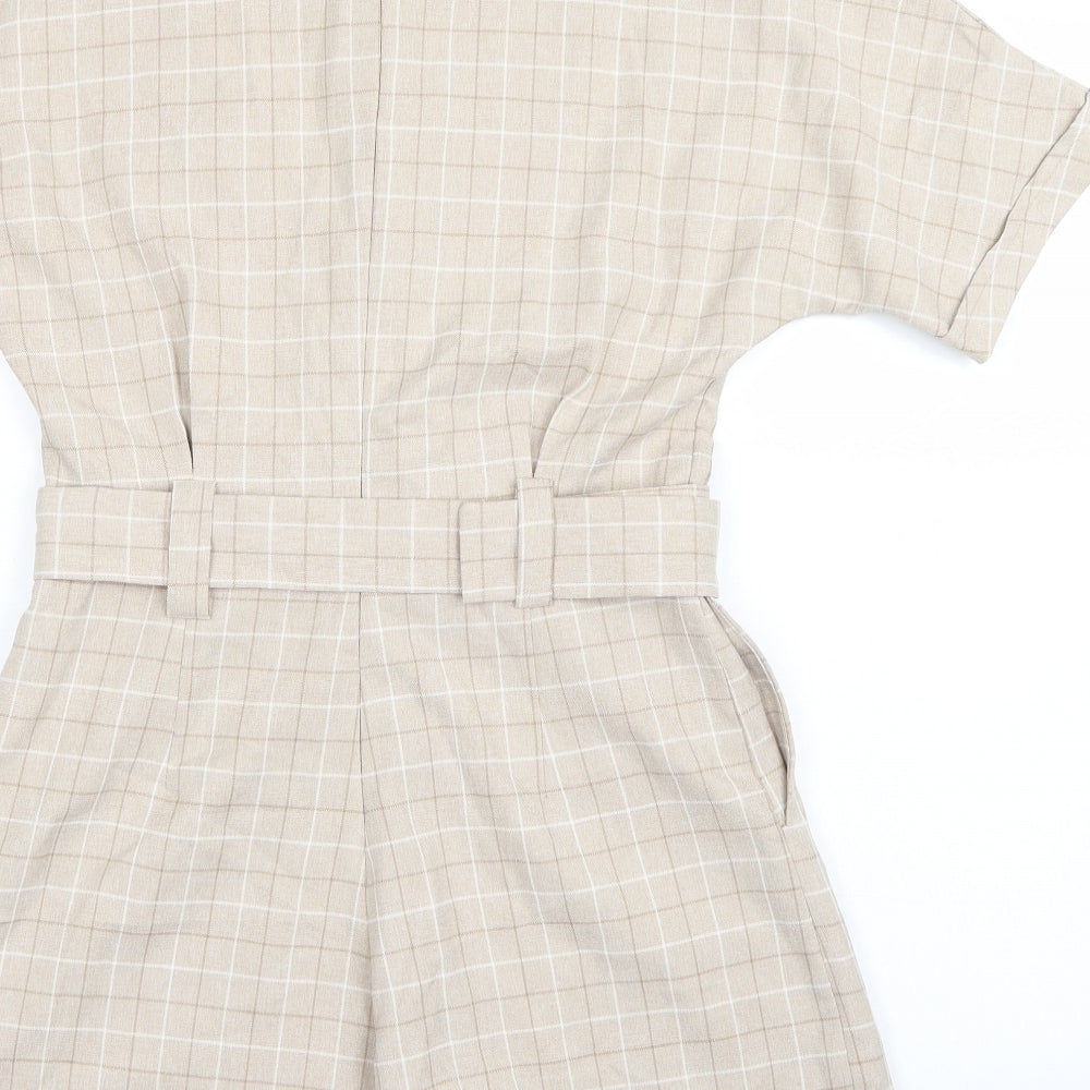 IVIVI Womens Beige Check  Playsuit One-Piece Size S
