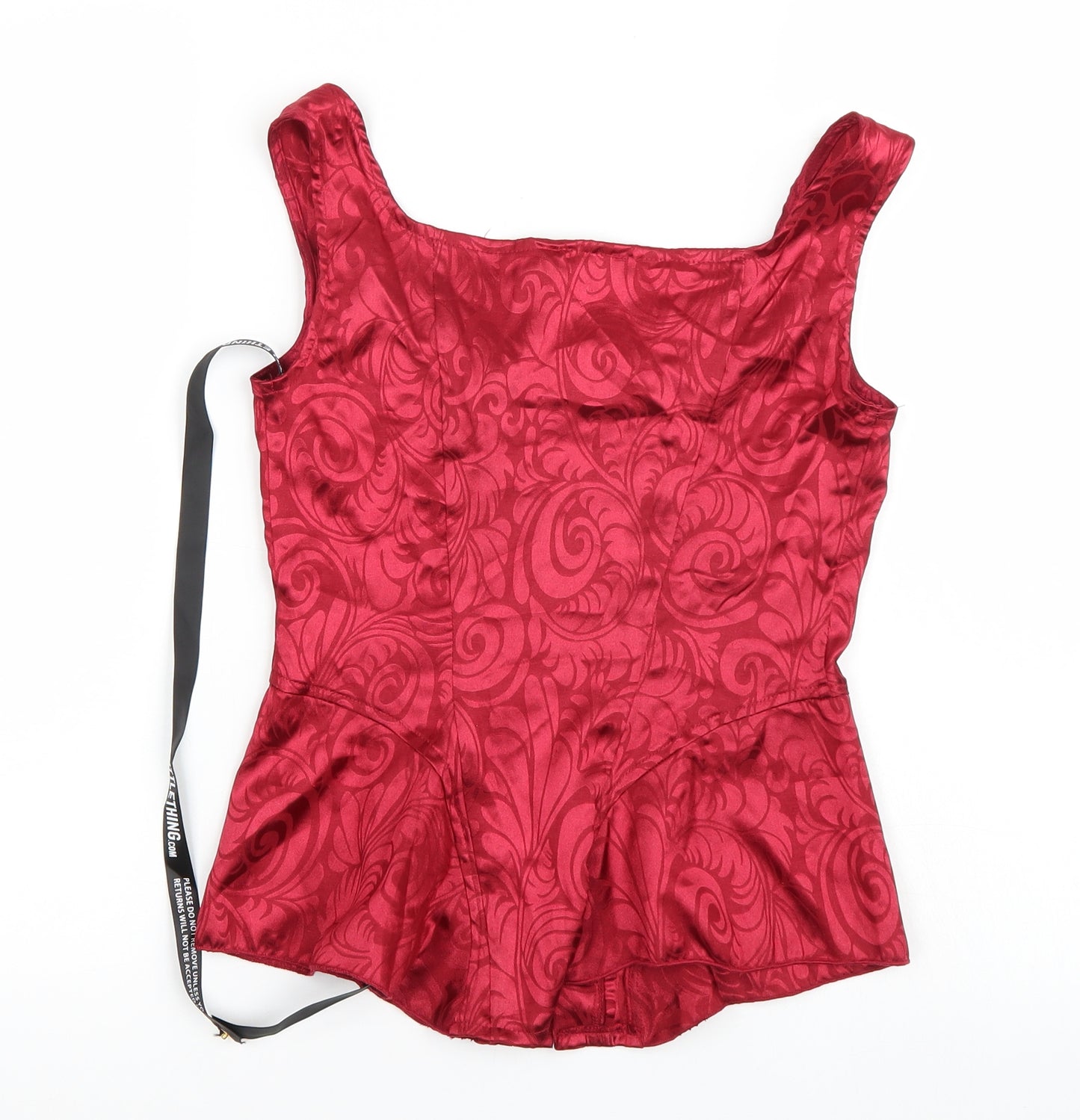 Pretty Little Thing Womens Red Paisley  Basic Tank Size 6