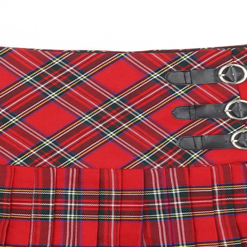 Red Herring Womens Red Check  Mini Skirt Size 8