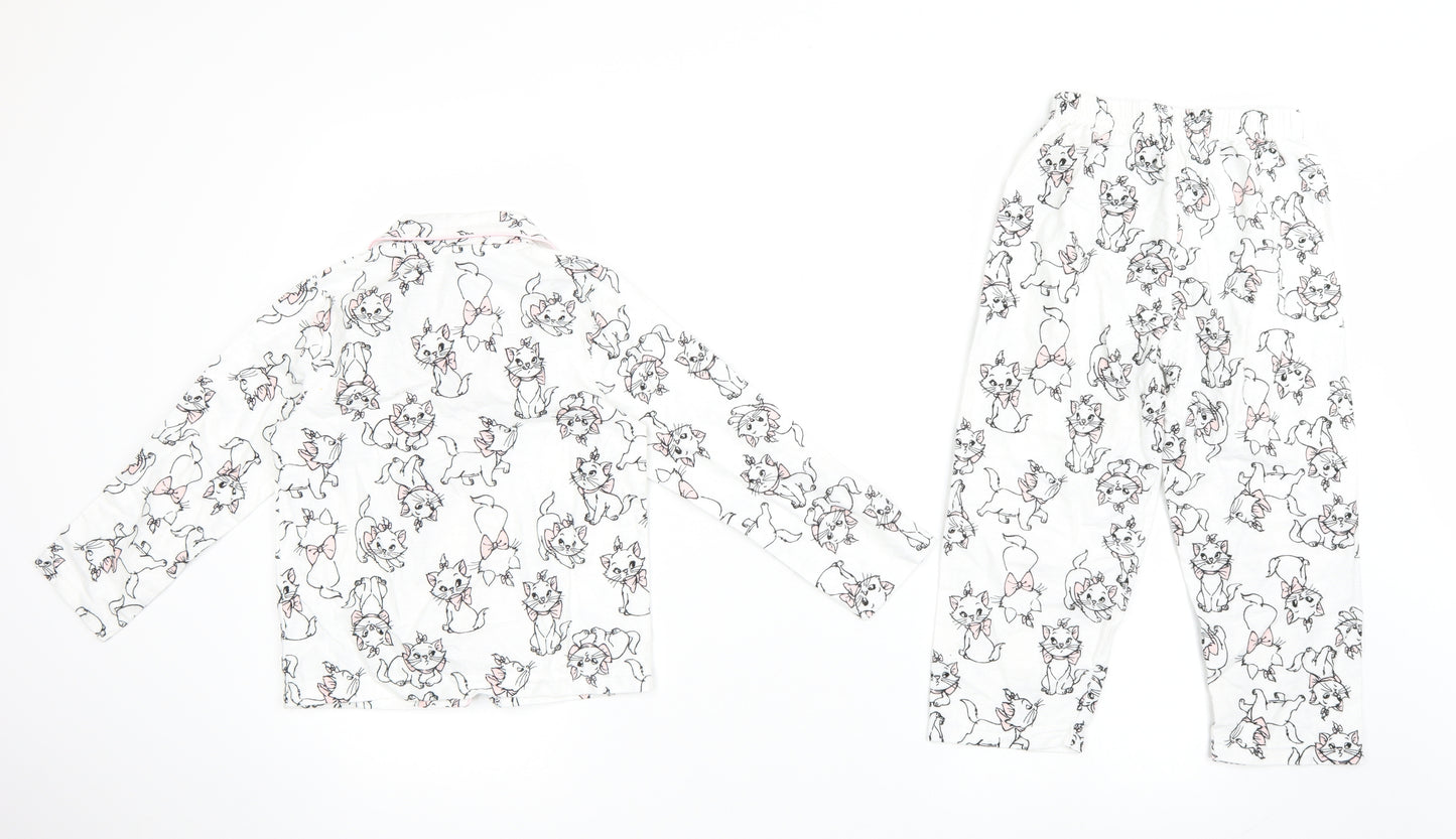 Disney Girls White Solid   Pyjama Set Size 3-4 Years  - The Aristcots