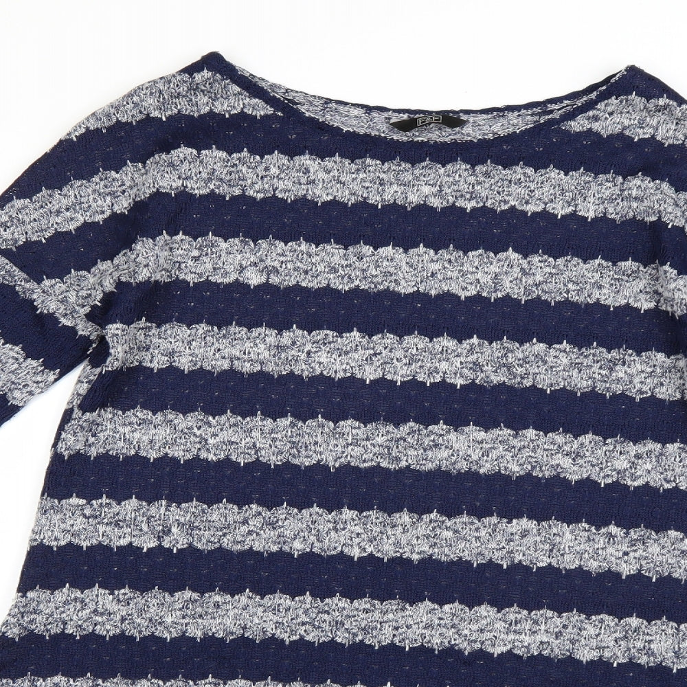 F&F Womens Blue Striped  Pullover Jumper Size 10
