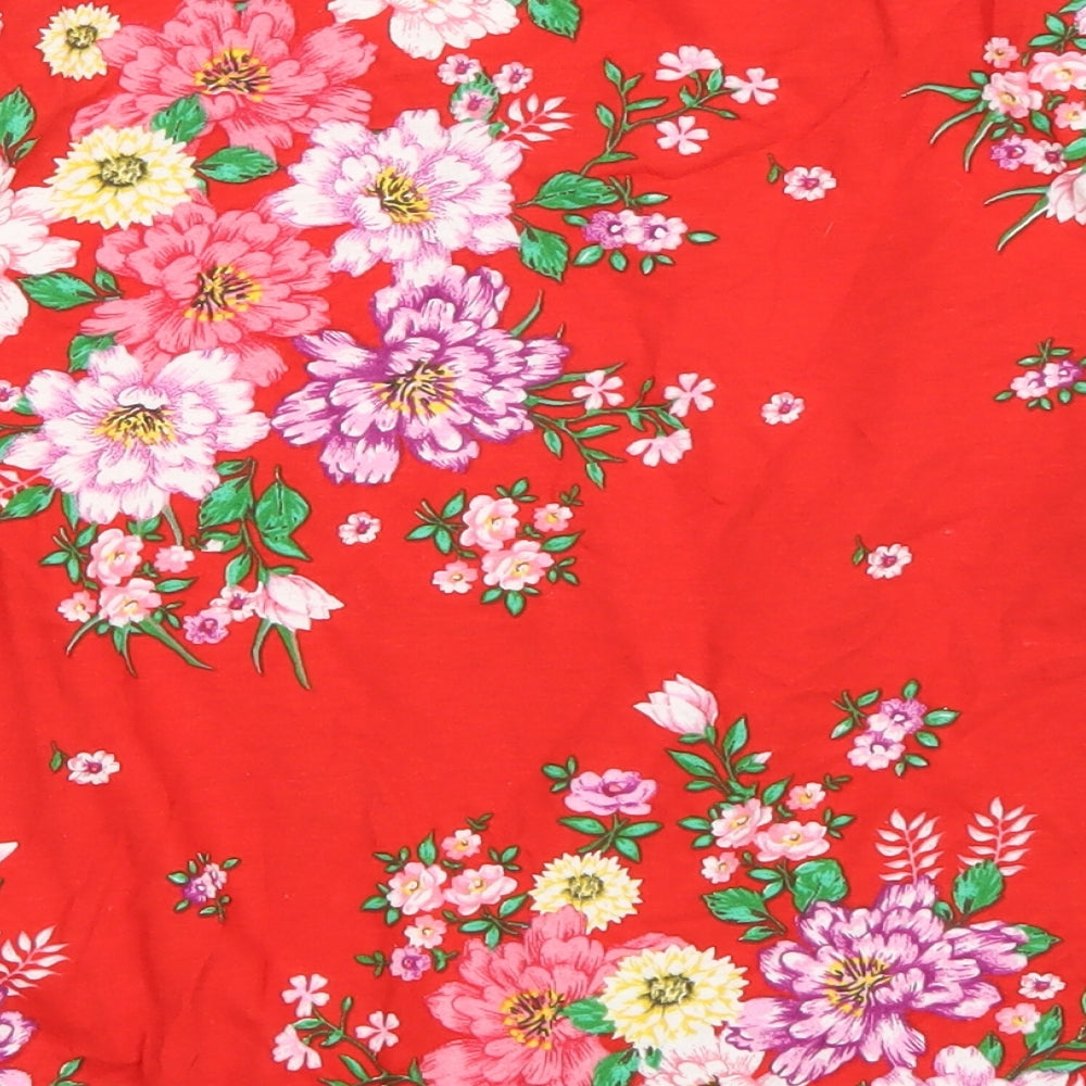 H&M Womens Red Floral  Basic T-Shirt Size XS