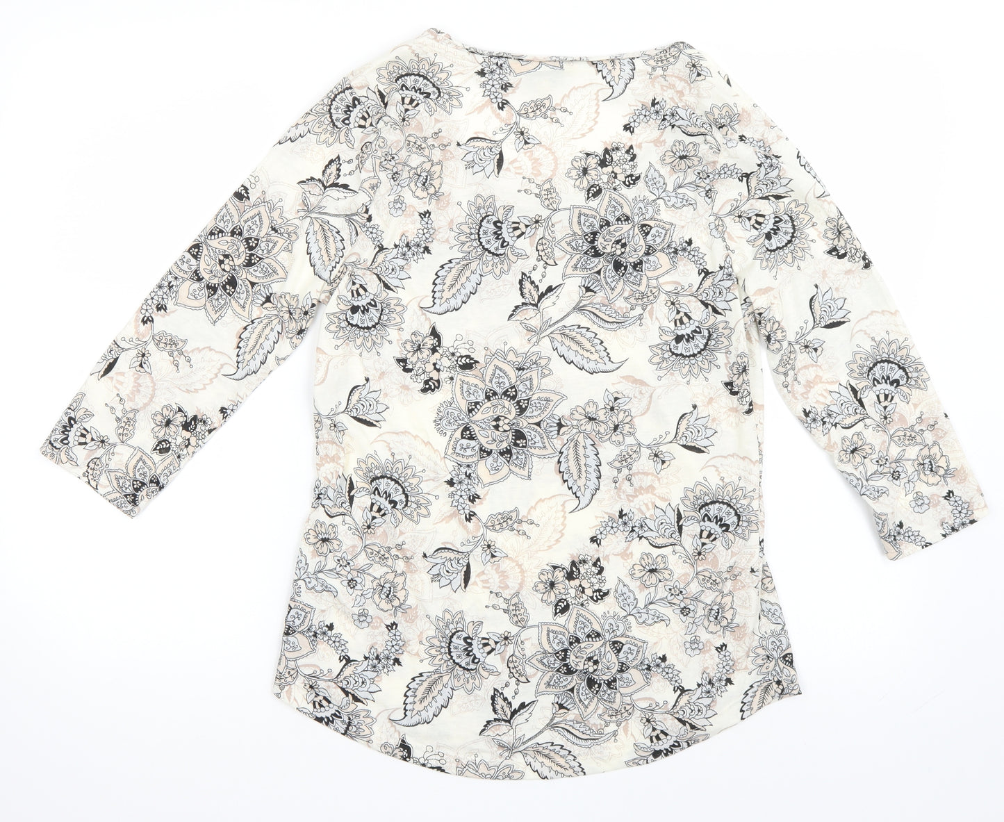 M&Co Womens Brown Paisley  Basic T-Shirt Size 12