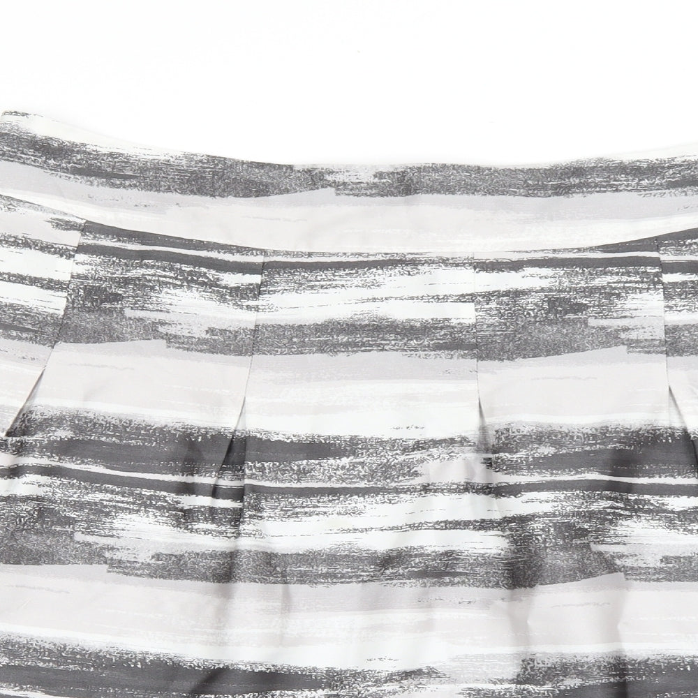 H&M Womens Grey Striped  Pleated Skirt Size 16