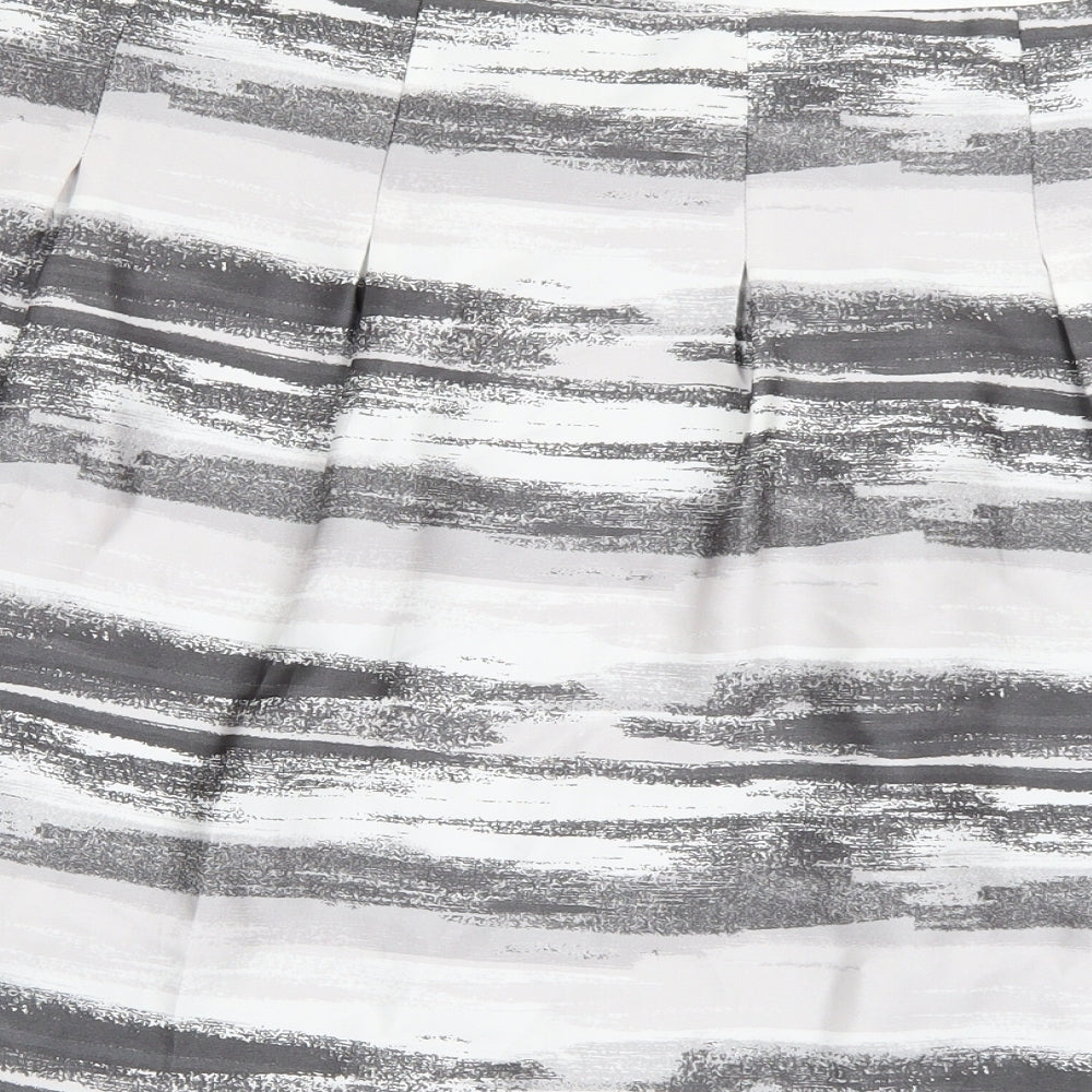 H&M Womens Grey Striped  Pleated Skirt Size 16