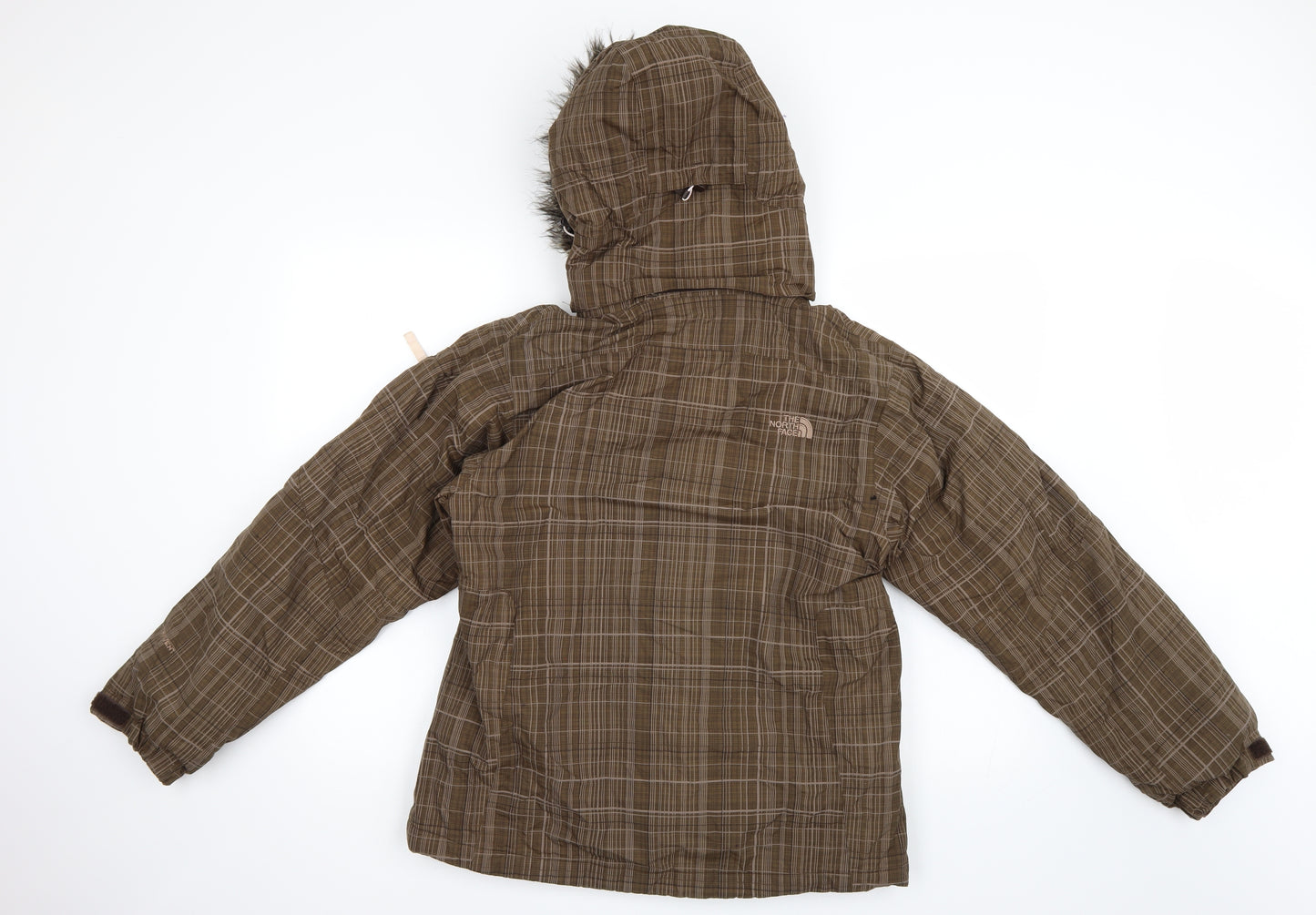 The North Face Womens Brown Check  Parka Coat Size M