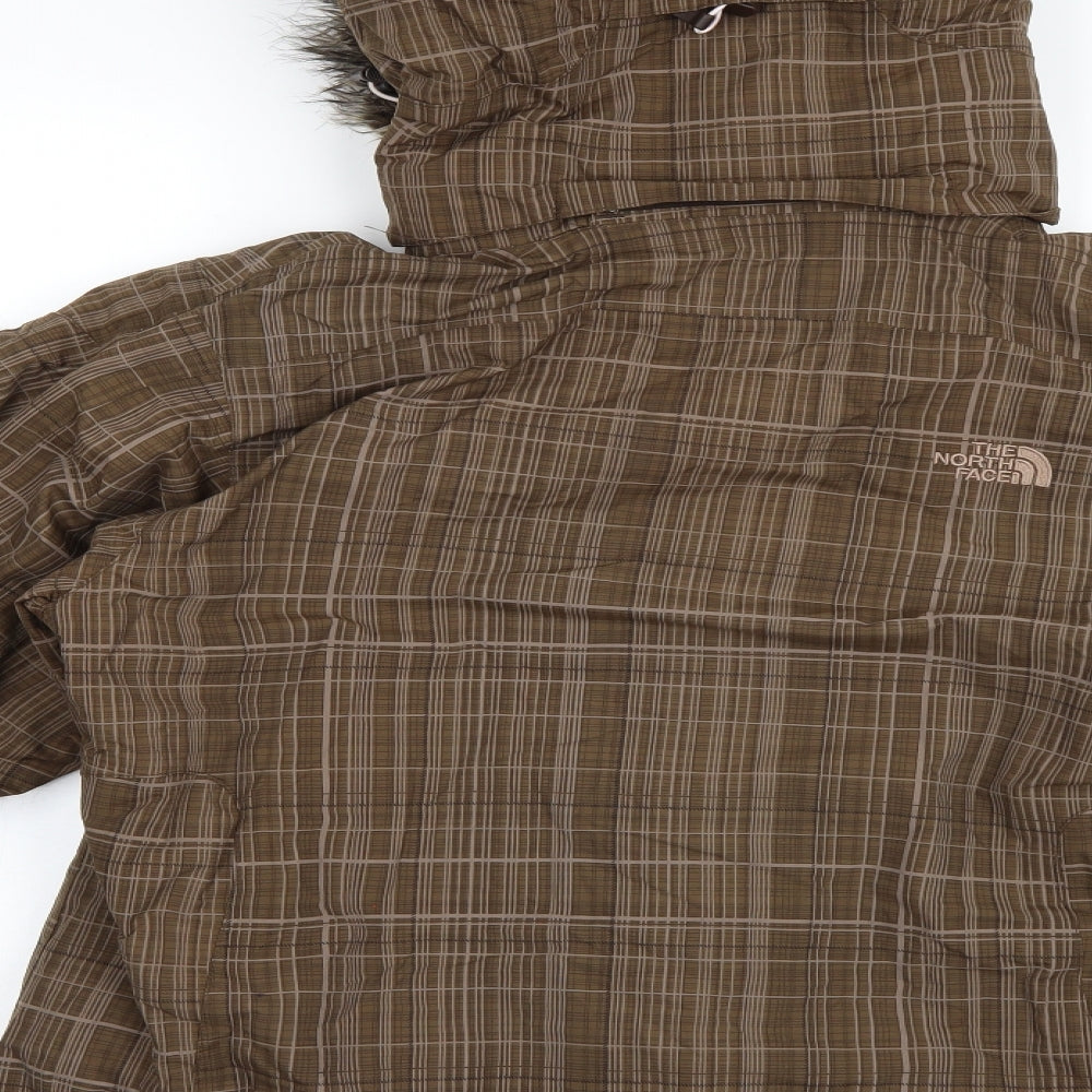The North Face Womens Brown Check  Parka Coat Size M