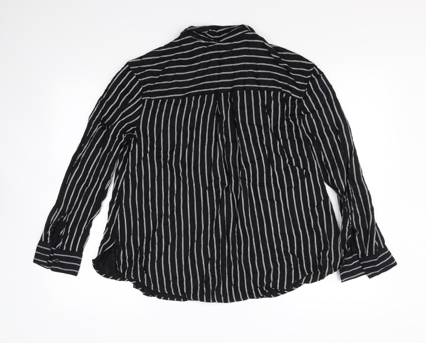 M&S Womens Black Striped  Basic Button-Up Size 12