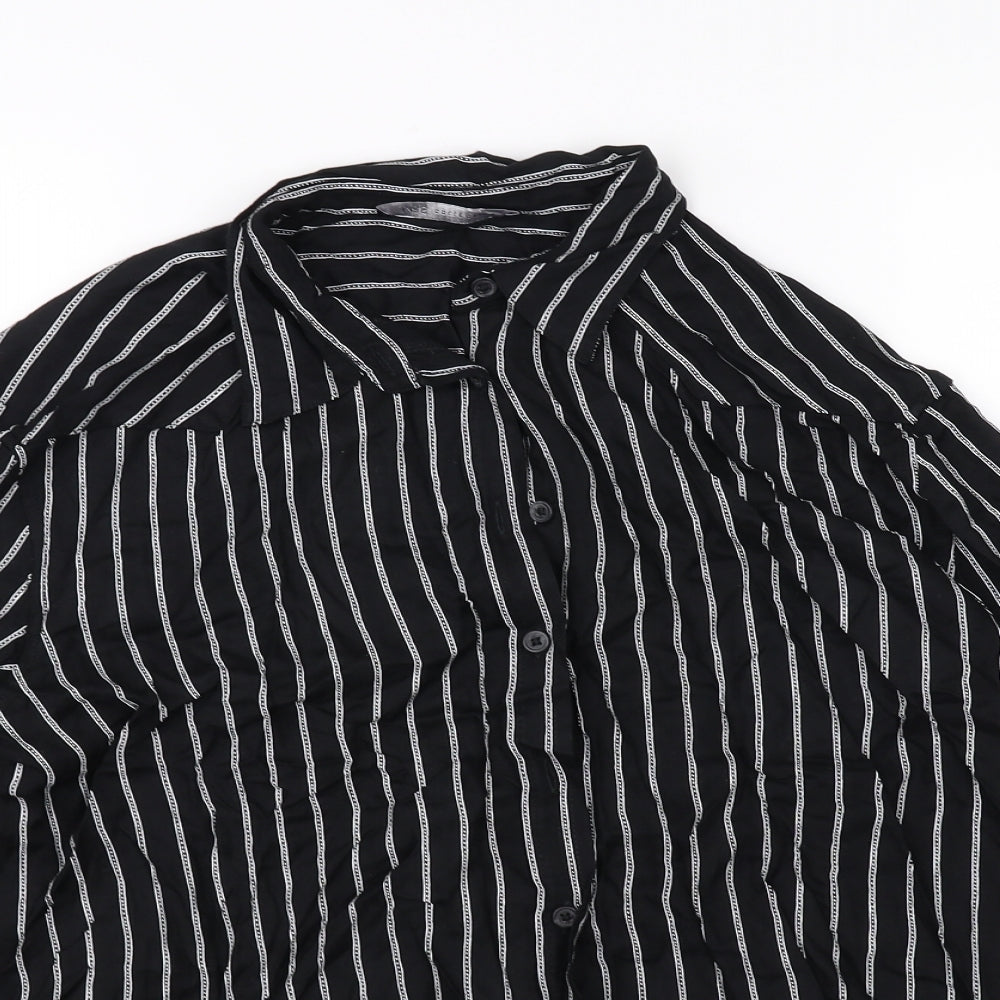 M&S Womens Black Striped  Basic Button-Up Size 12