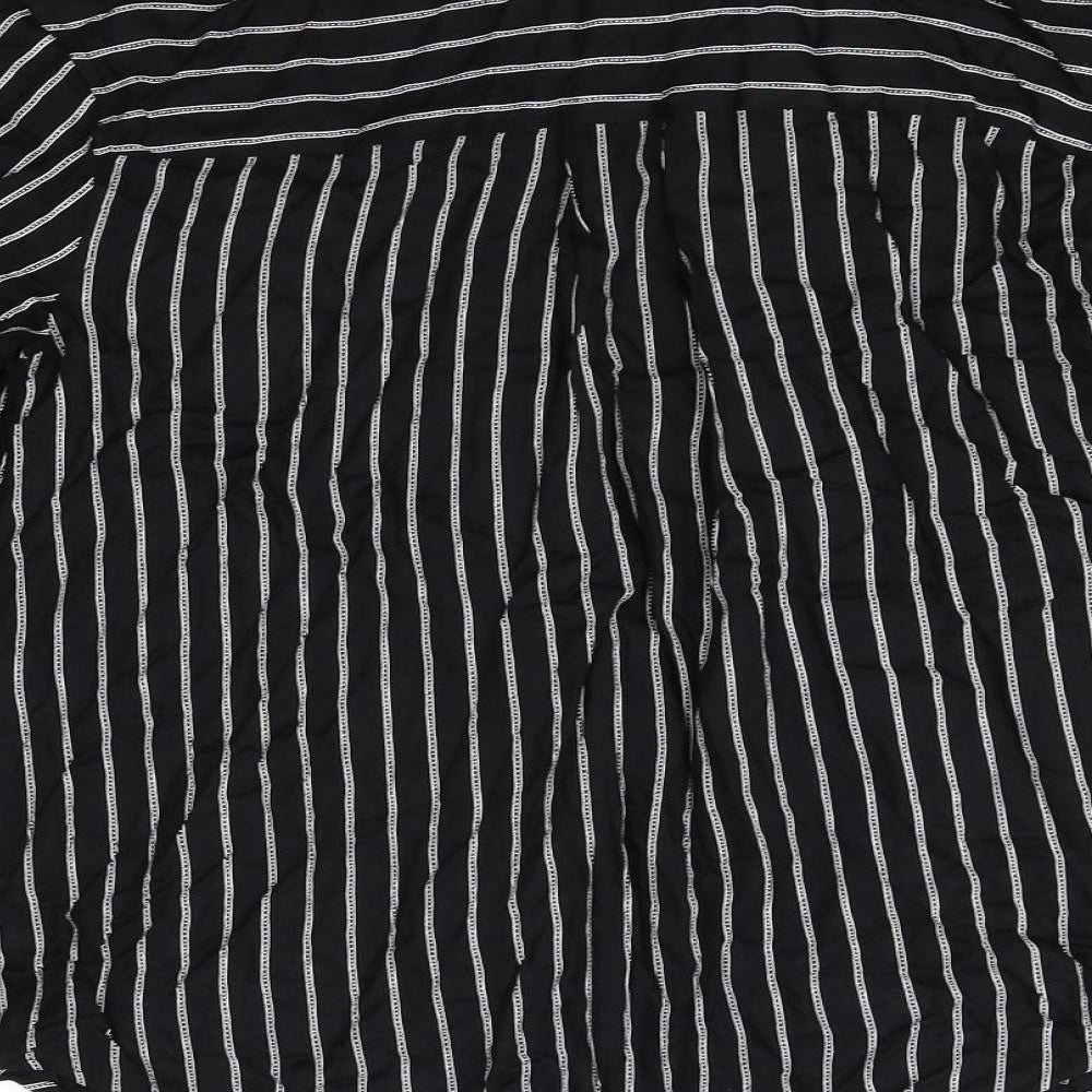 M&S Womens Black Striped  Basic Button-Up Size 12