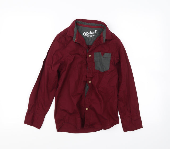Rebel Boys Red Basic Button-Up Size 8-9 Years