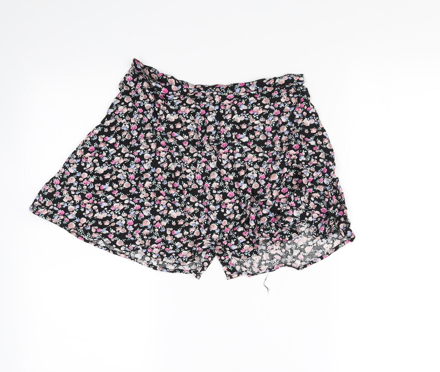 H&M Womens Black Floral Rayon Mini Skirt Size 10