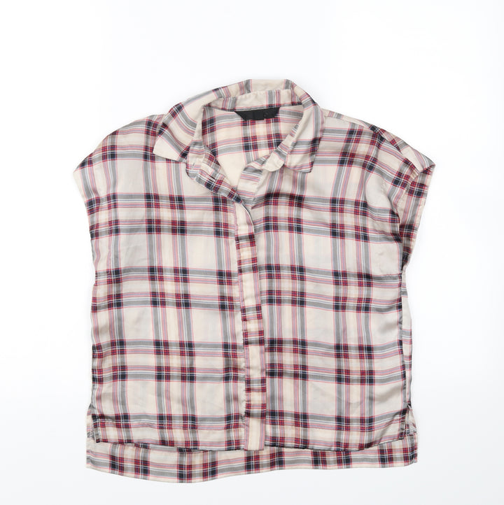 Topshop Womens Multicoloured Check Basic Button-Up Size 6