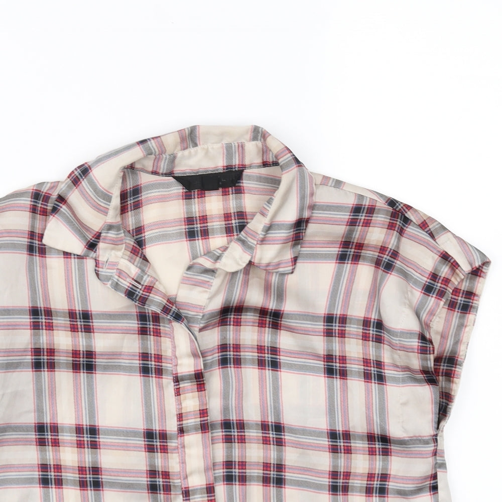 Topshop Womens Multicoloured Check  Basic Button-Up Size 6