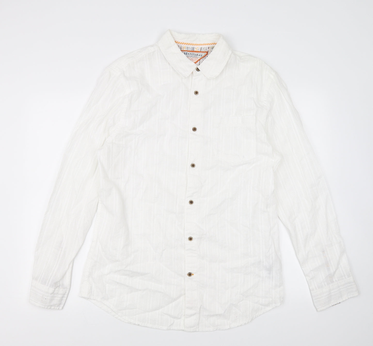 Mantaray  Mens White    Dress Shirt Size M