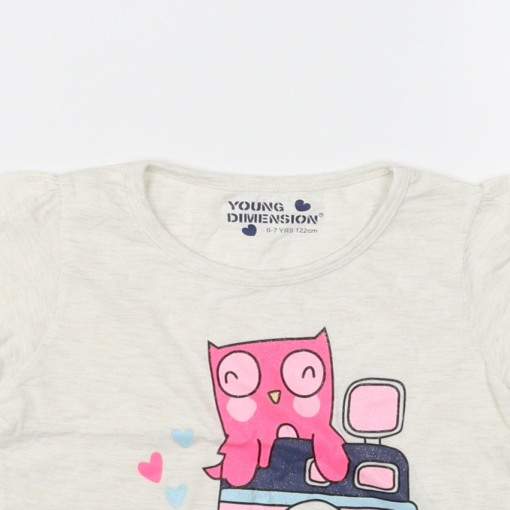 Young Dimension Girls Beige   Basic T-Shirt Size 6-7 Years