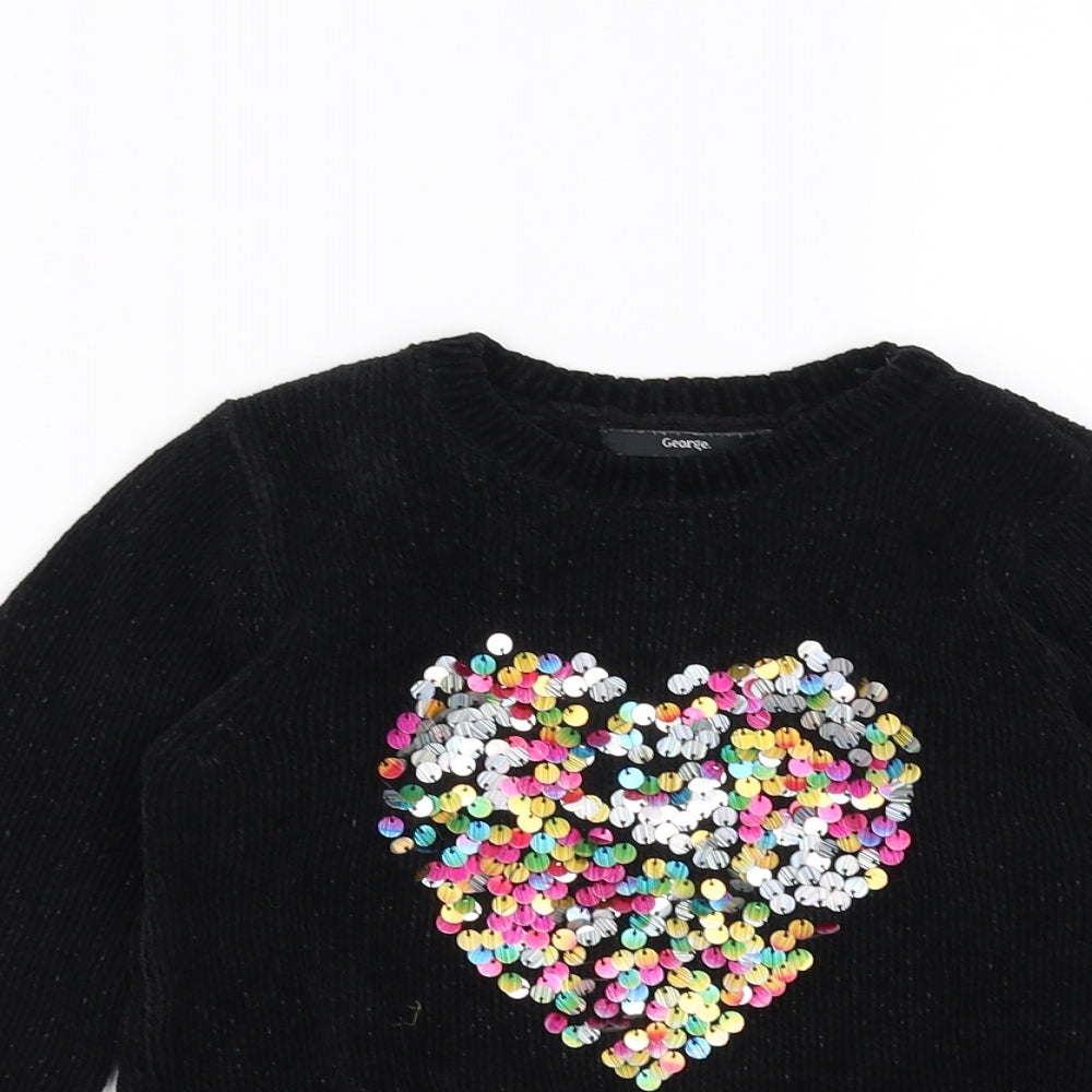 George Girls Black   Pullover Jumper Size 6-7 Years