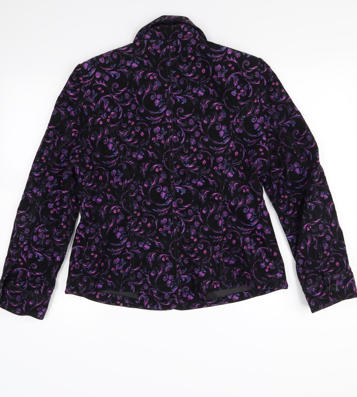 Viyella Womens Black Geometric  Jacket Blazer Size 10