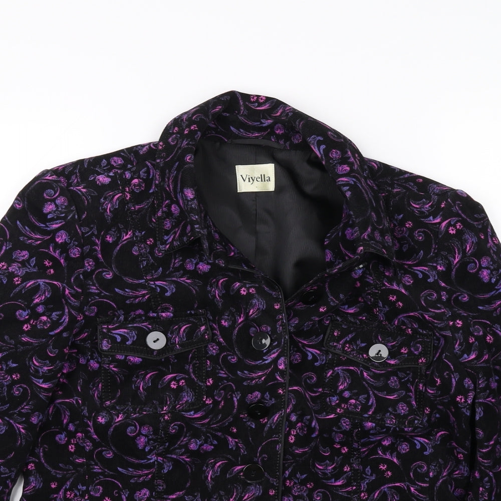 Viyella Womens Black Geometric  Jacket Blazer Size 10