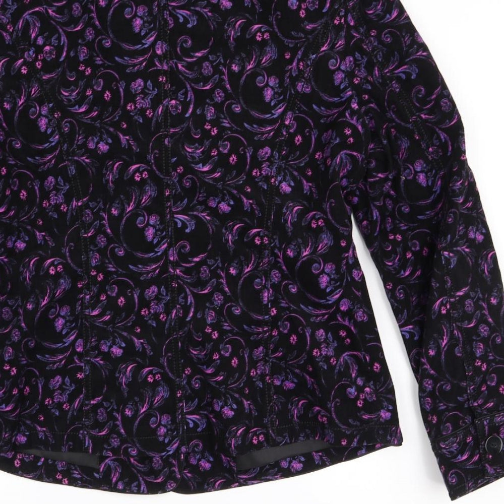 Viyella Womens Black Geometric  Jacket Blazer Size 10