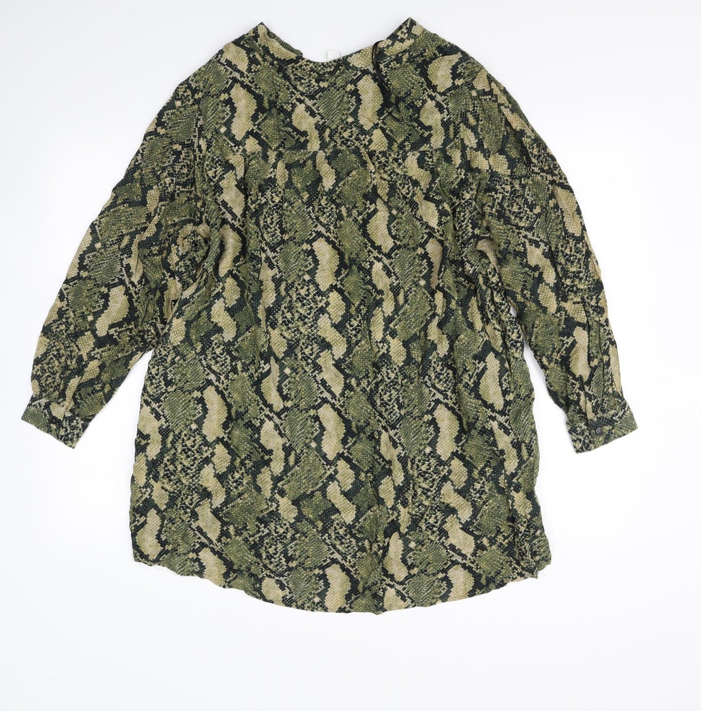 H&M Womens Green Animal Print  Basic Blouse Size 14