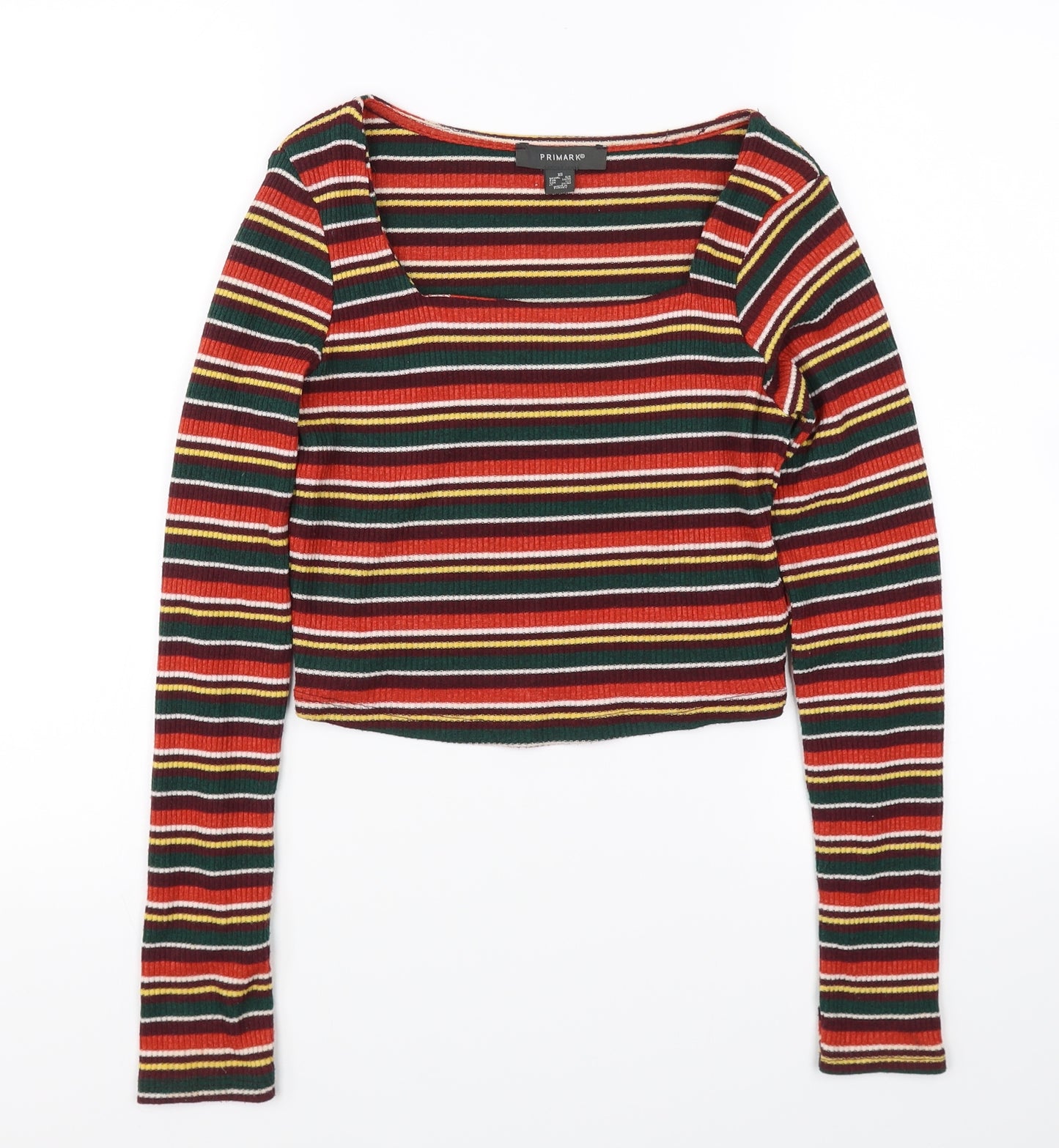 Primark Womens Multicoloured Striped  Cropped Blouse Size 6