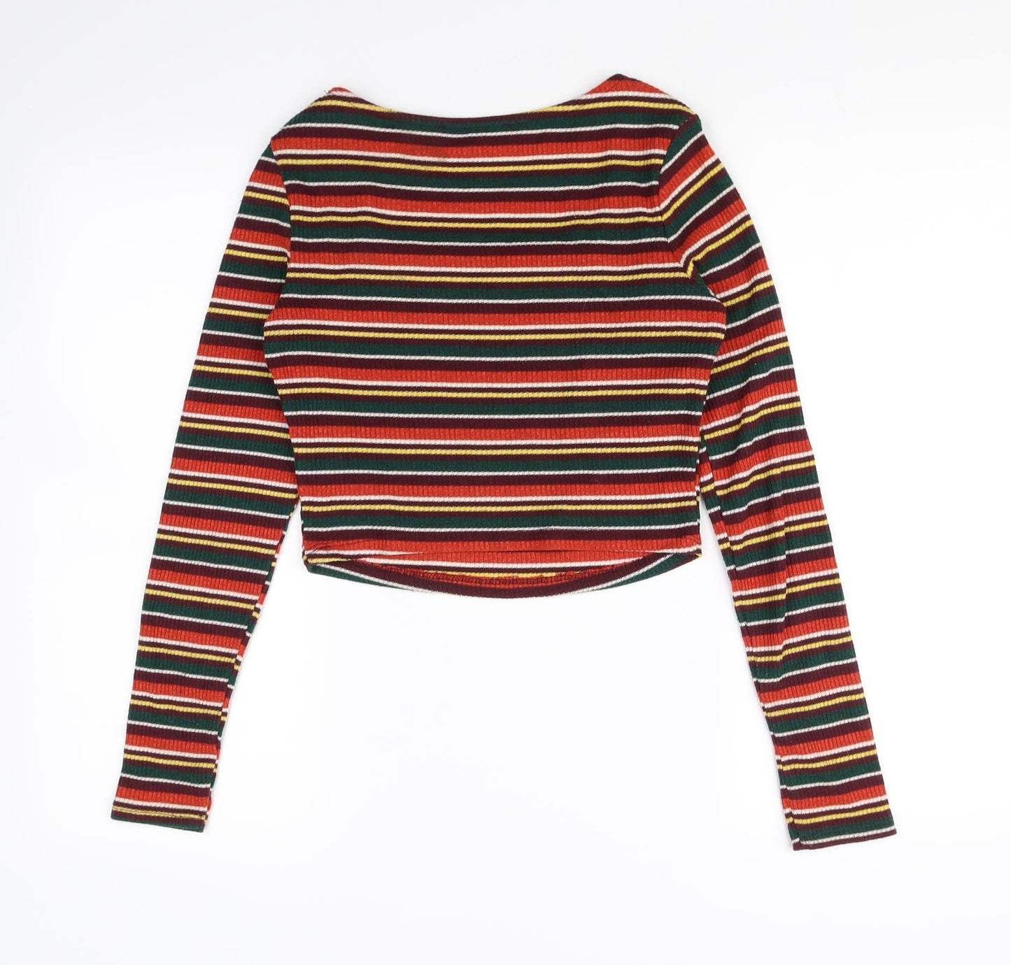 Primark Womens Multicoloured Striped  Cropped Blouse Size 6