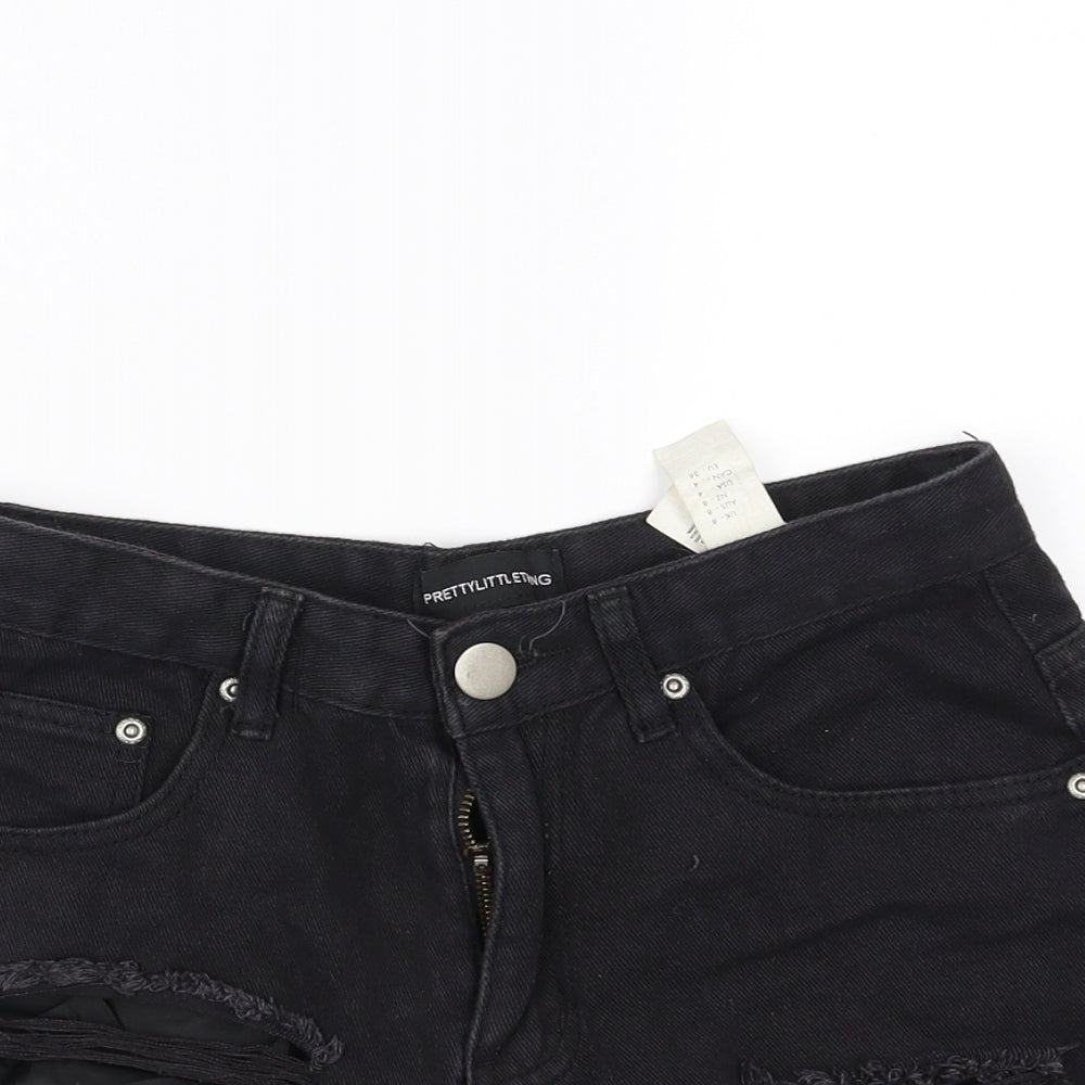 pretty little thing Womens Black   Cut-Off Shorts Size 8
