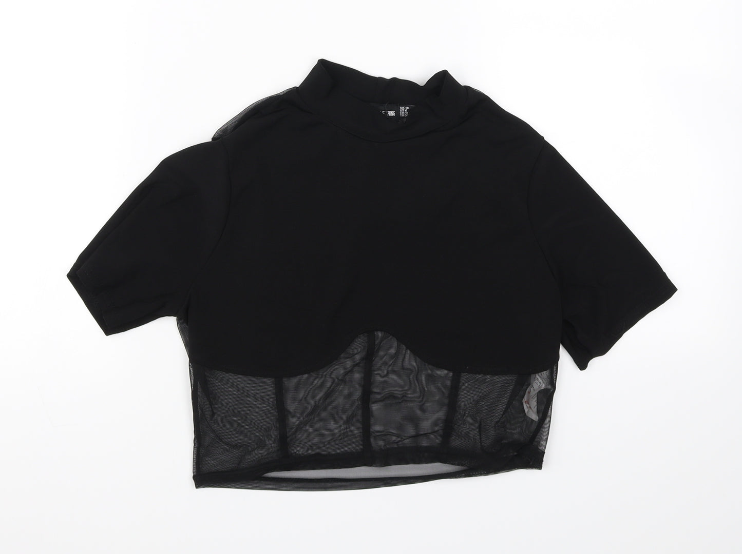 pretty little thing Womens Black   Cropped T-Shirt Size 10