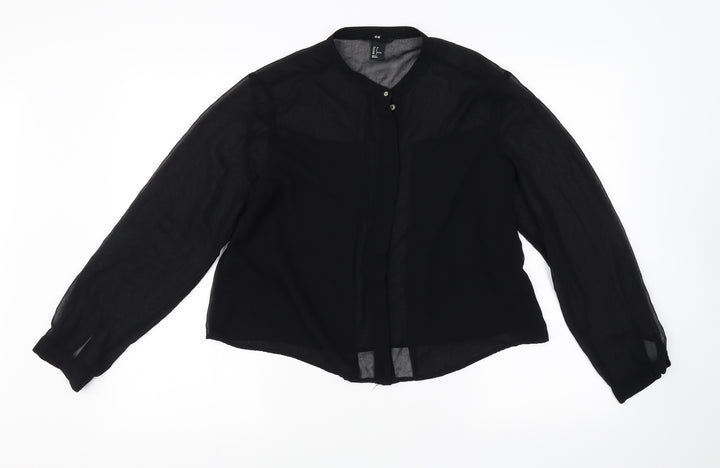 H&M Womens Black   Basic Button-Up Size 8