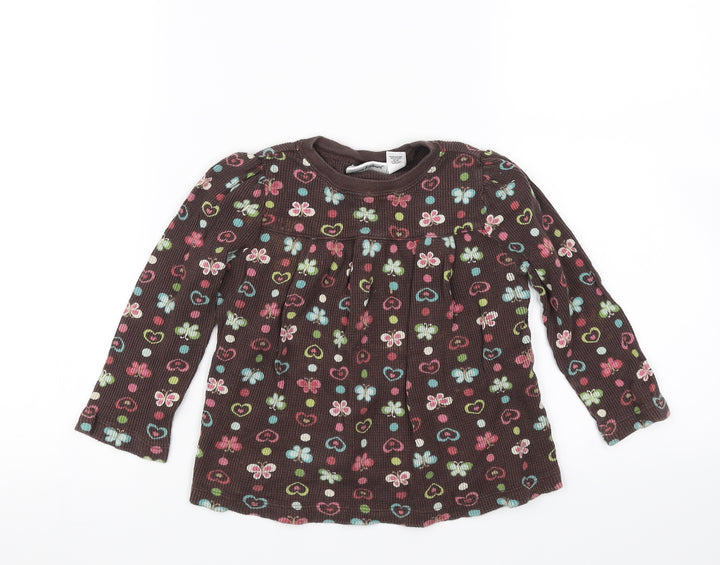Jumping Beans Girls Brown Animal Print  Pullover T-Shirt Size 3 Years