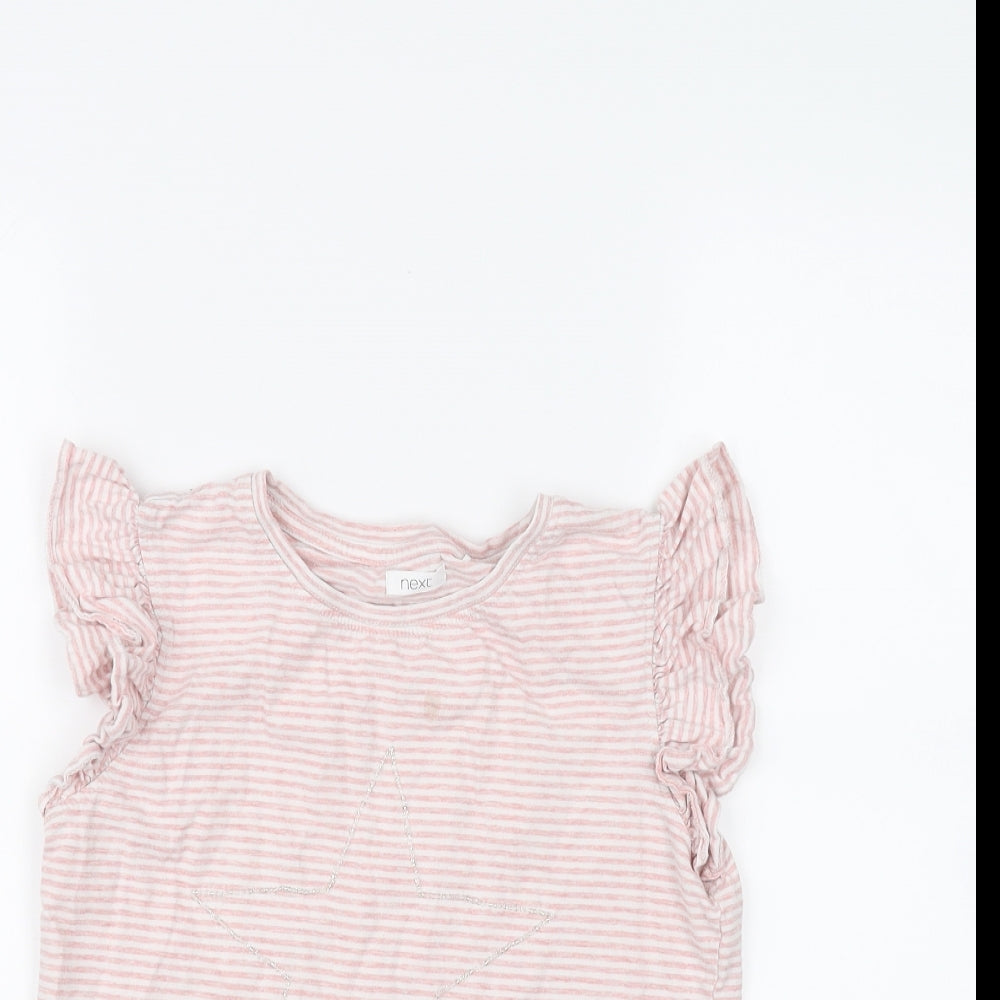 NEXT Girls Pink Striped  Basic T-Shirt Size 11 Years
