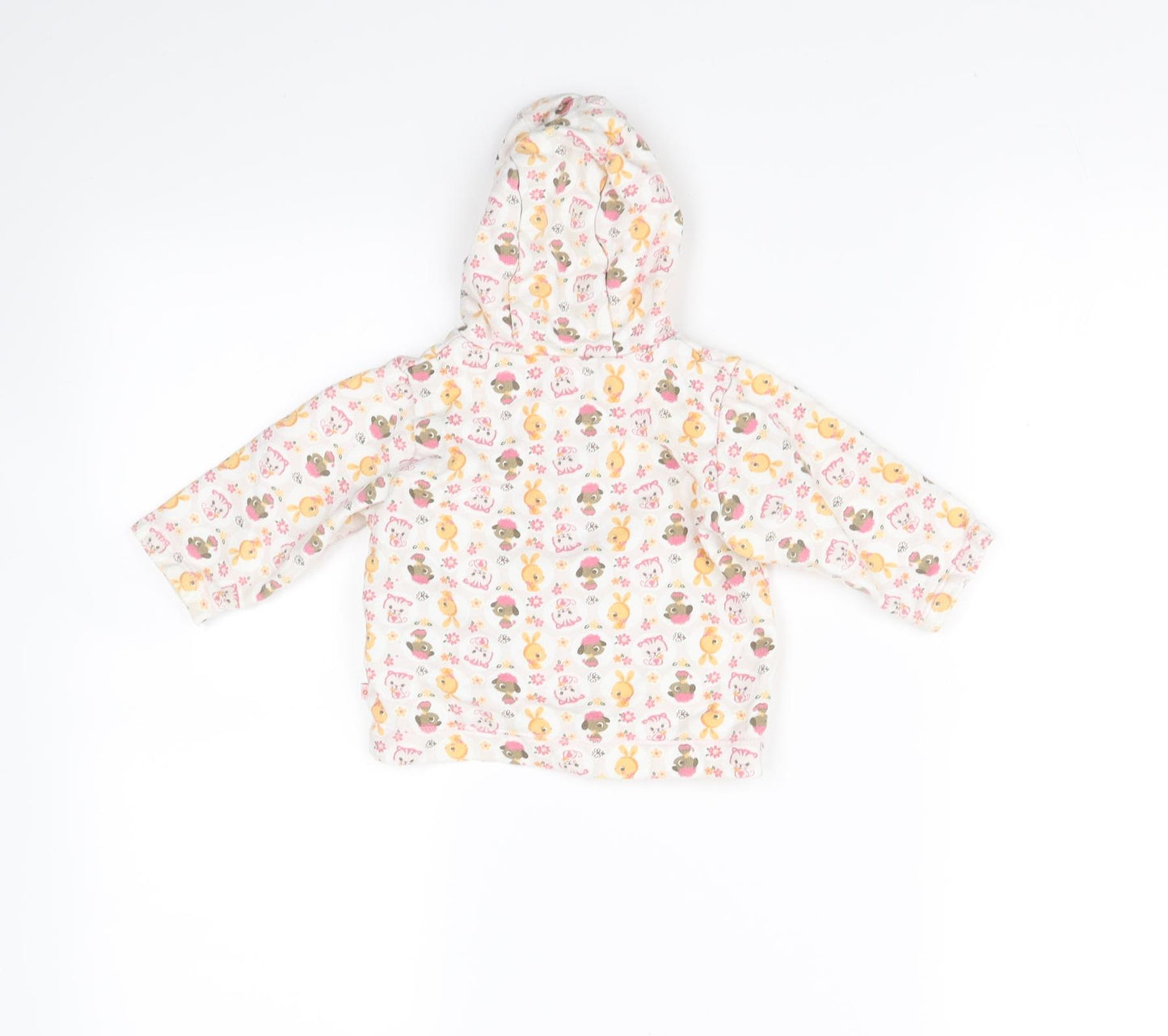 Mothercare Girls White Animal Print  Cardigan Jumper Size 6-9 Months