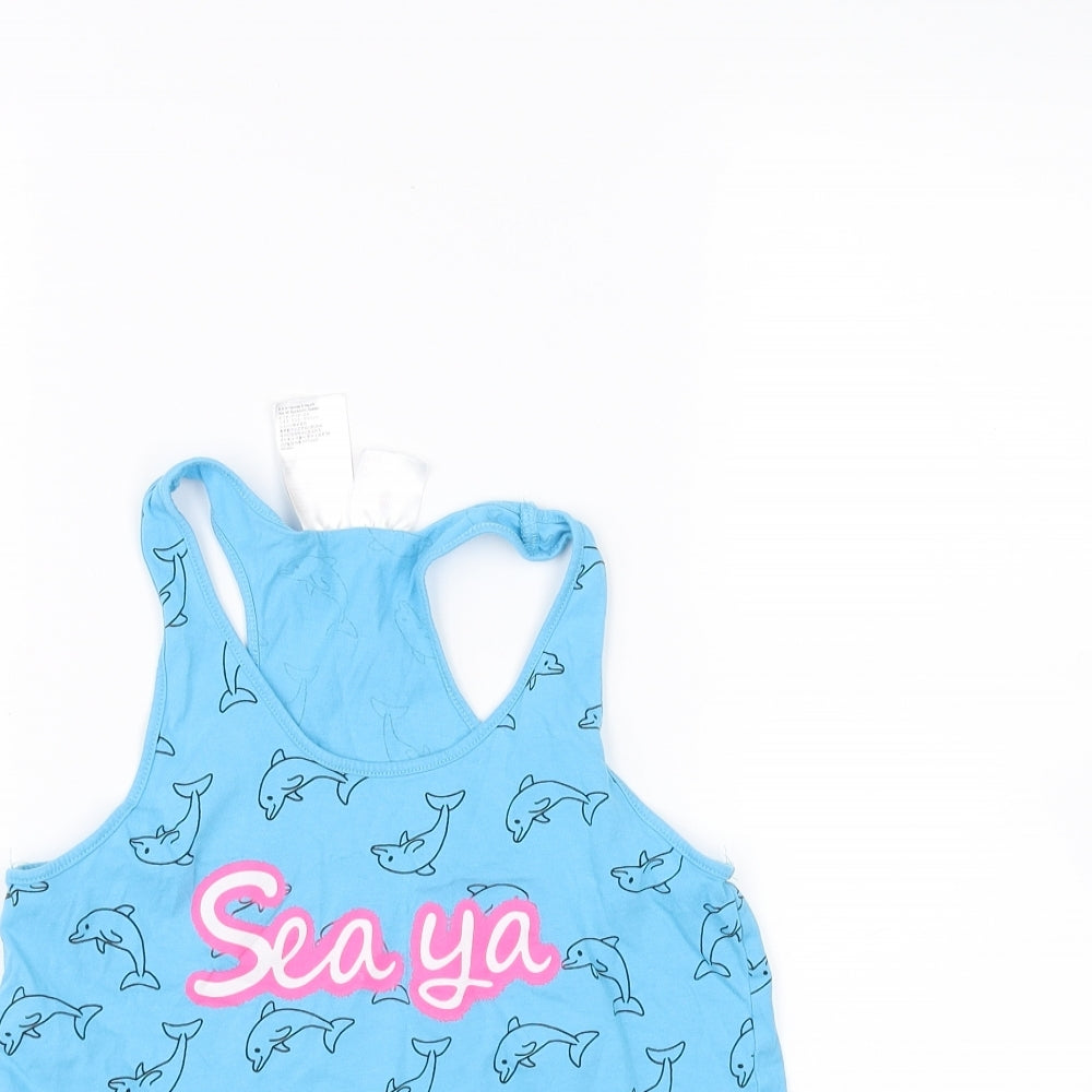H&M Girls Blue Animal Print  Basic Tank Size 10 Years